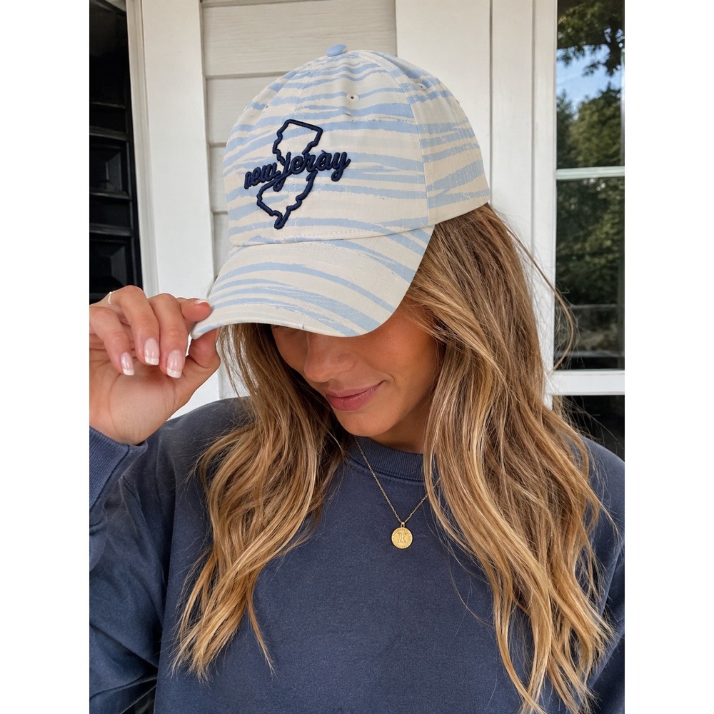 Home Free New Jersey Striped Baseball Cap Navy Blue White Adjustable Cotton Hat